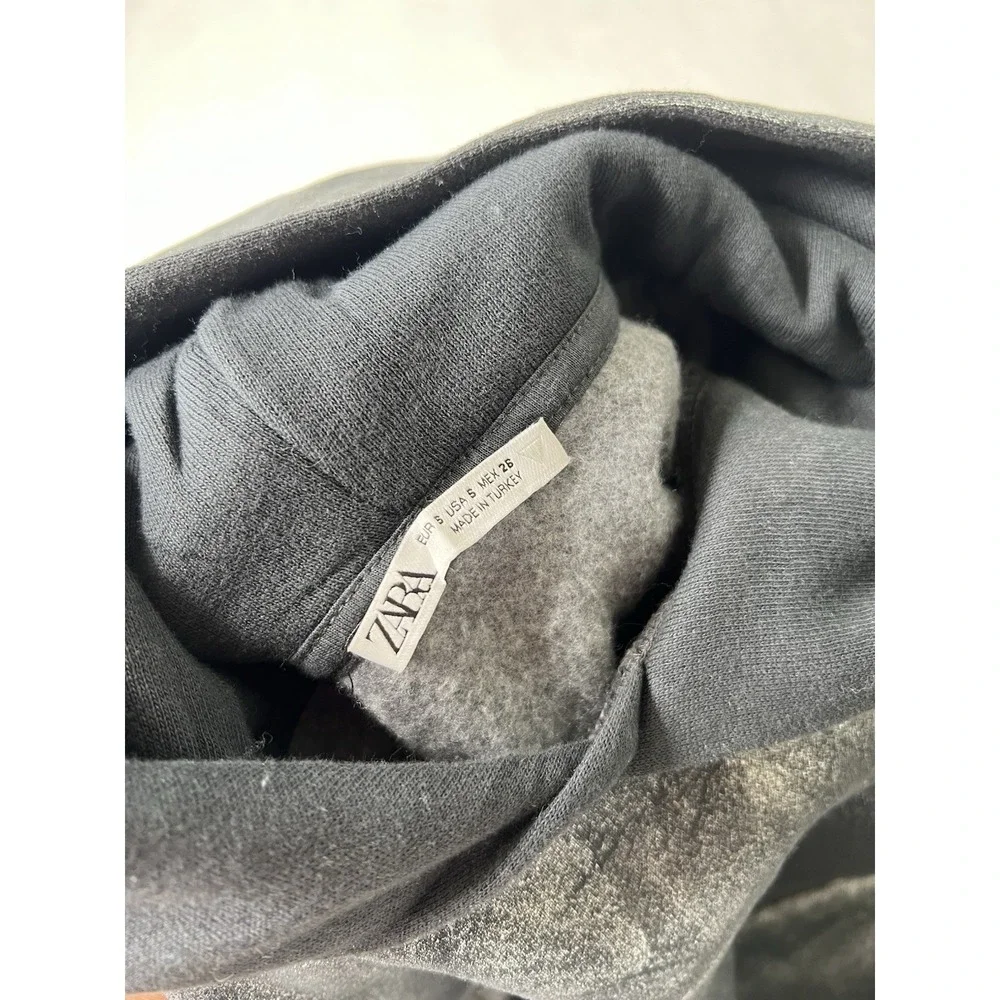 ZARA Womens Girls Metallic Silver Punk Gothic Rock Hoodie‎ Sweatshirt Size S - Picture 11 of 15